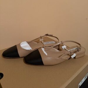 Steve Madden Beige and Black Women's Slingback Flats